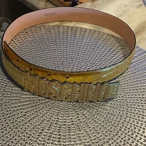 Moschino Gold Embossed Logo Belt